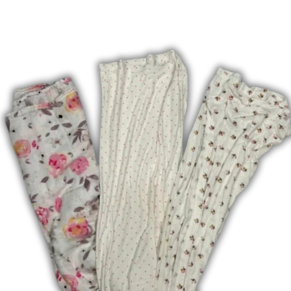 LOT OF 3 Kids‎ N Such & Milkberry Rayon Girls Baby Blanket Bamboo Natural Floral